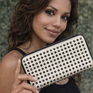 Christian Louboutin Spiked Zippy Wallet | Black & Silver | Preowned